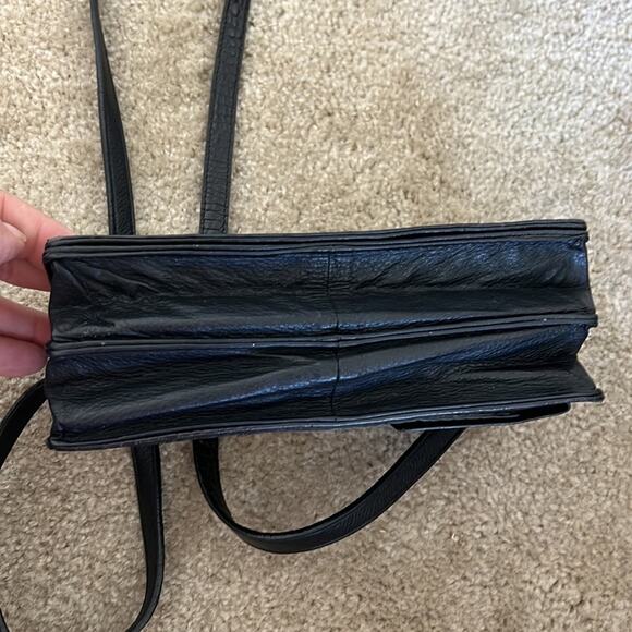 Brighton Black Leather Vintage Croc Embossed Clutch Shoulder Bag - Picture 13 of 13